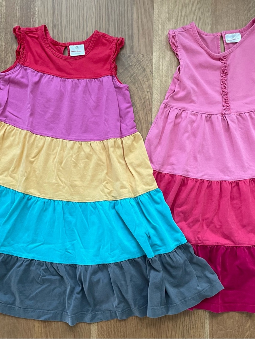 Hanna Andersson Girls' Colorblock Twirl Tiered Dress - size 130 (8)